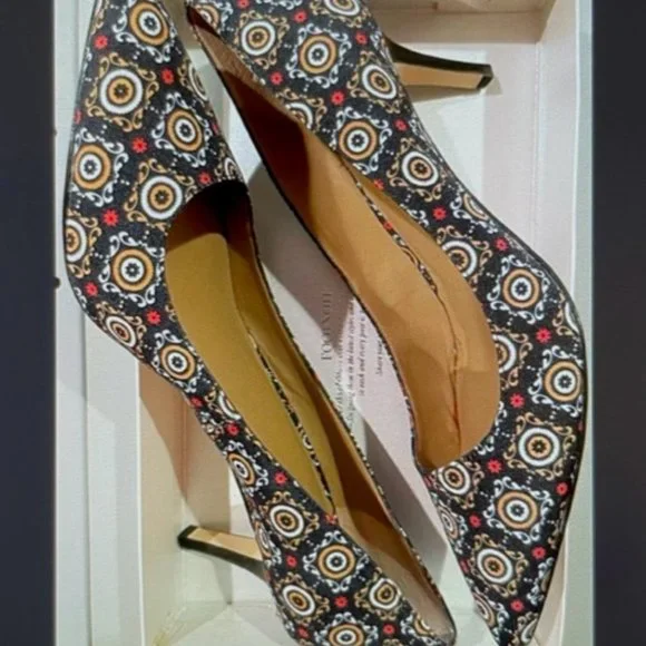 Ann Taylor Shoes Ann Taylor Eryn Foulard Print Kitten Heel M